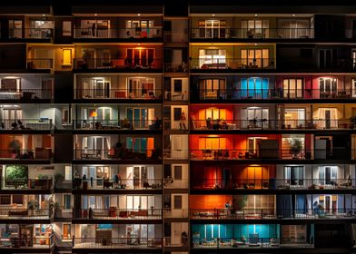 A Nighttime View Balconies