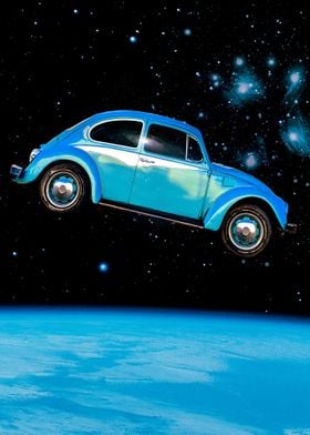 Car Flying in Space 