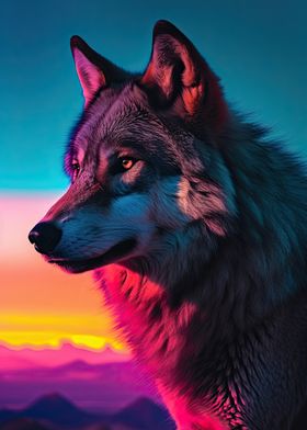 Wolf at sunset