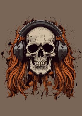 Retro Rock and Roll Skull