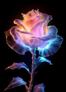 Rainbow Glowing Rose