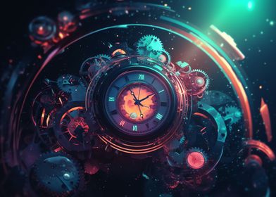 Space futuristic clock