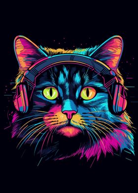 Neon Cat Hearing Music