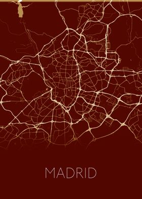Madrid red city map