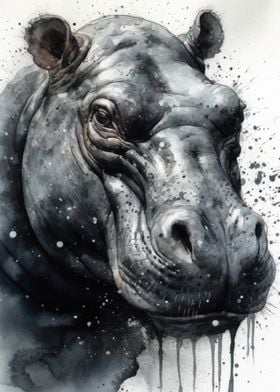 Hippo Majesty Watercolor