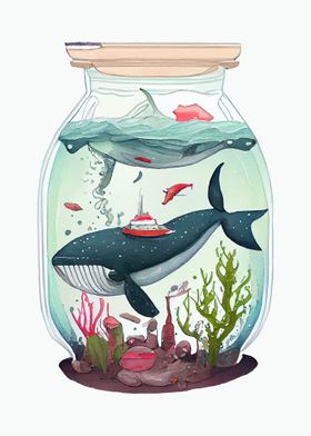 Drawing Whale in The Jar
