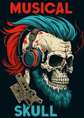 Metal Musical Skull Poster