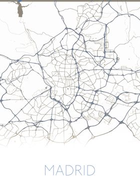 Madrid white gold city map