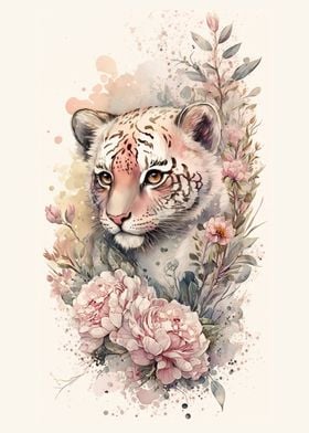 Cute Floral Tiger Art