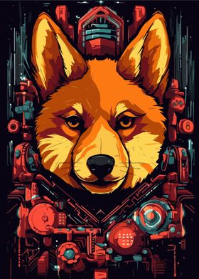 Cyberpunk Shiba Inu Dog