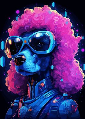 Cyberpunk Cute Poodle Dog