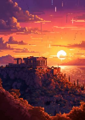 Acropolis Athens pixel art