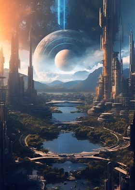 Sci Fi Planet Cityscape