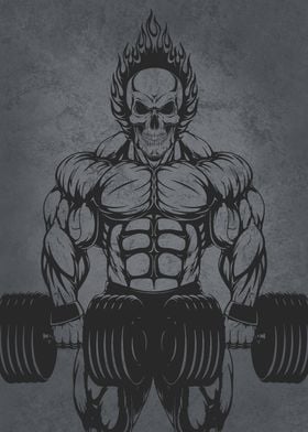 Skull Bodybuilder Lifting