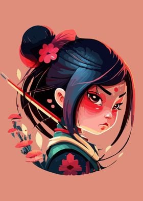 Cute Samurai Japanese Girl