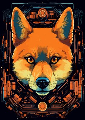 Shiba Inu Dog Cyberpunk