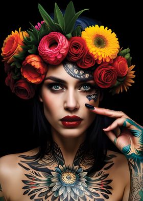 Tattooed woman blossom