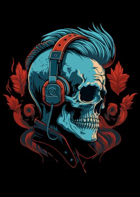 Vintage Headphone Skull