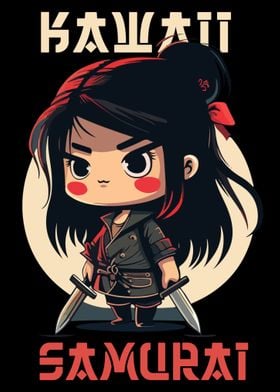 Kawai Girl Samurai Poster