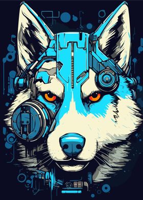 Siberian Husky Cyberpunk