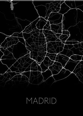 Madrid black City map