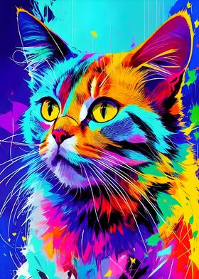 ABSTRACT COLORFUL CAT