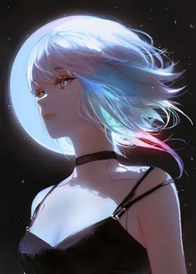 White Girl Hair and Moon