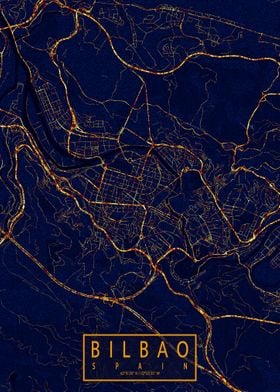 Bilbao Map City At Night