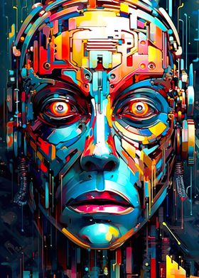 Abstract Art Robotic Face