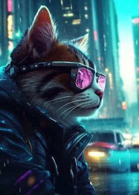 Cyberpunk cat sunglasses