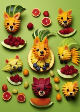 Animals made out of fruits