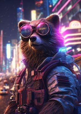 Cyberpunk bear sunglasses