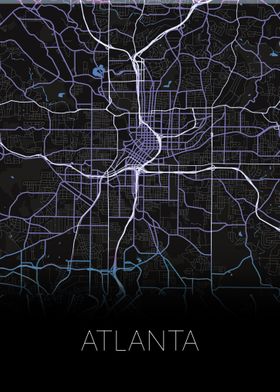 Atlanta black purple map