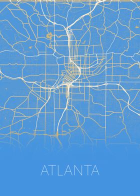Atlanta US blue city map