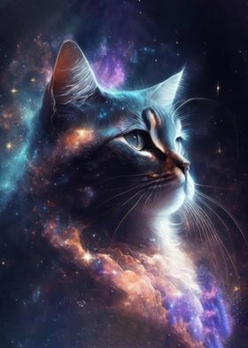 Space Cat galaxy Poster