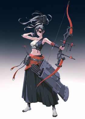 Japan Girl Bow Arrow Art