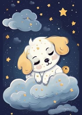 Puppy Sleeps in the Clouds