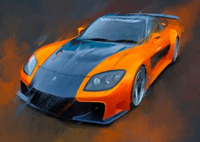 mazda rx7 on painting