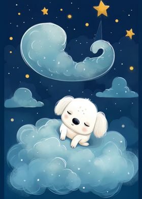 Puppy Sleeps in the Clouds