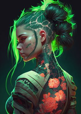 Floral Cyberpunk Girl