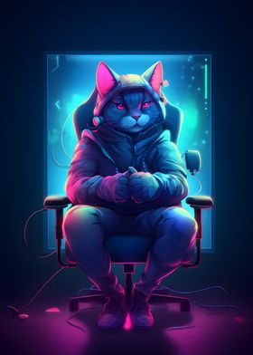 Gamer Cat On Gaming Chair