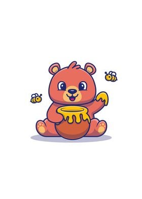 Cute Honey Bear Eating