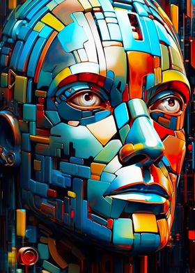 Abstract Art Robots Face