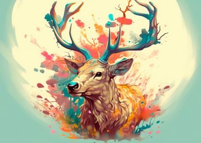 Cartoon style of elk