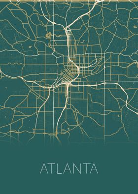 Atlanta US green city map