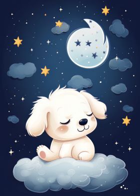 Puppy Sleeps in the Clouds