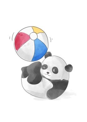 Little panda playing