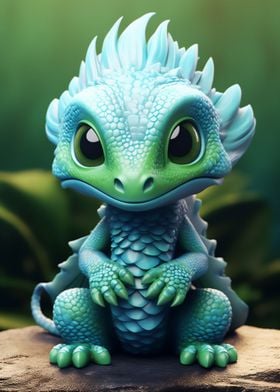 Cute little green dragon