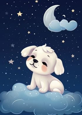 Puppy Sleeps in the Clouds