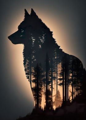 Nature Wolf silhouette